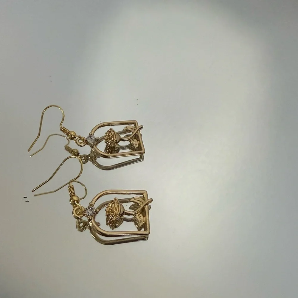 Disney Inspired “Belle” Elegant Gold Birdcage Earrings